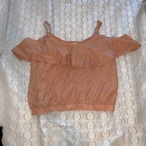 Tan Cold-Shoulder Top